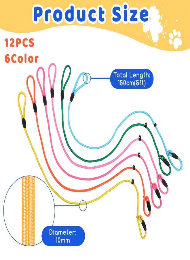 JOUTYFOR 12 Piece Adjustable Dog Slip Leads 6 Colors, 5 FT Heavy Duty Slip Adjustable - Easy On/Off, No Collar Needed, Standalone Use. Matches Outfits Themes Weather, High Value for Walking Training - Image 2